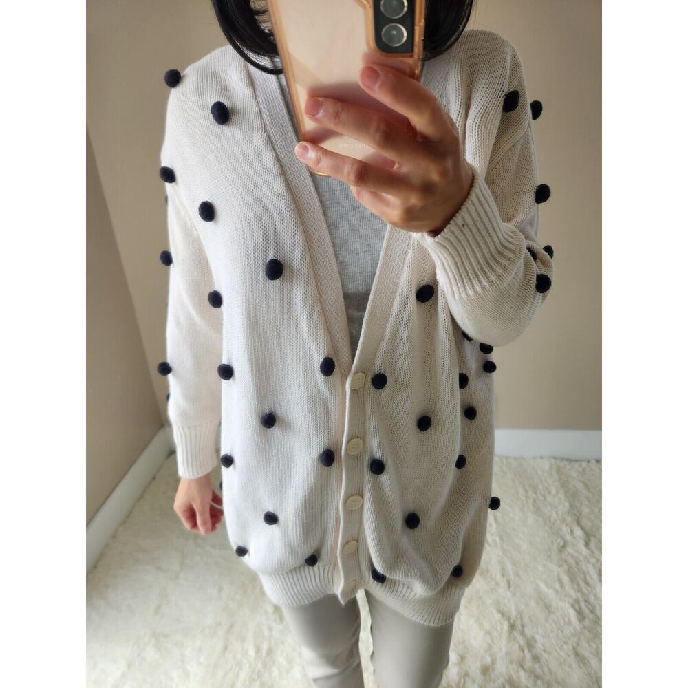 The GREAT The Bobble Cardigan Pom Pom Size Great 1 US S White #1H414